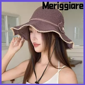 Mũ ngư dân MERIGGIARE, Mũ chống nắng thoáng khí, Mũ xô đa năng dệt tay vành lớn hợp thời trang dành cho nữ