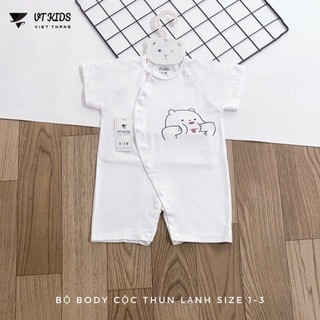 Bộ Body Cộc Tay Thun Lạnh Size 1-3 cho Bé Sơ Sinh với Thiết Kế Gấu Dễ Thương Màu Sắc Đa Dạng
