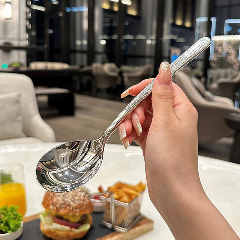 🌤️COD🌤️Thìa inox sáng bóng chất liệu không gỉ, thìa ăn cơm phong cách Hàn Dao kéo ăn cho nhà hàng tại nhà