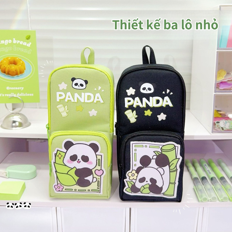 Túi Bút Đựng Đồ Học Sinh,Túi bút hoạt hình,Họa Tiết Gấu Trúc Capybara, Nhiều Ngăn, Đứng Tự Lập,Vải Oxford, Cho Văn Phòng