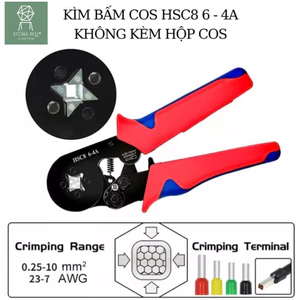 Kìm Bấm Cos Tròn tự điều chỉnh kèm 1200 đầu cos đủ loại ống tròn pin có bán lẻ cos (2-4-6-10-12) mm HSC8 6-4, 16-4 kìm