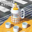 Phim hoạt hình mới Cốc nhựa Chất liệu PC Tay cầm dung tích lớn Ice Master Cup Nhiệt độ cao Chống bỏng Chống rò rỉ Double D