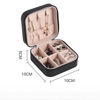 Hộp Đựng Trang Sức Di Động Da PU Mềm Nhung Du Lịch Tổ Chức Nhẫn Vòng Cổ Bông Tai Hộp Bảo Quản