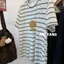 Áo Thun Ngắn Tay Phù Hợp Mùa Hè Cho Nữ, Họa Tiết Chó Con Và Sọc, Cổ Tròn, Plus Size