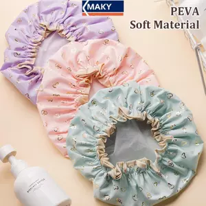 MAKY Mũ Tắm Chống Thấm Nước Hai Lớp Co Giãn Tắm Tóc Nữ Đồ Dùng Cho Nhà Bếp Phòng Tắm Dầu Gội Mũ Tắm VN