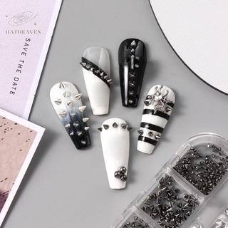 [hatheaven] 6 Lưới Y2K Punk Kim Loại Đinh Tán Móng Tay Quyến Rũ Nón Hỗn Hợp Bạc Kích Thước Móng Tay Nghệ Thuật Đinh Tán 3D Hợp Kim Phong Cách Spike Cho DIY Trang Trí Móng Tay Đẹp