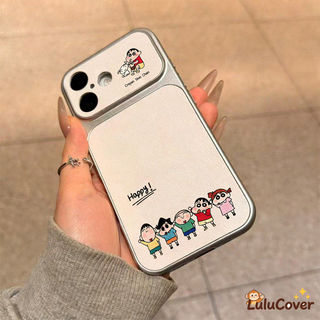 Ốp Da PU Crayon Shin-chan Phong Cách Hàn Quốc Cửa Sổ Lớn Cho OnePlus 15 13 13R 12 12R 11 11R ACE 6 5 Racing Ultra 3 3V 2 2V 5G 4G Vỏ Thẩm Mỹ Hoạt Hình