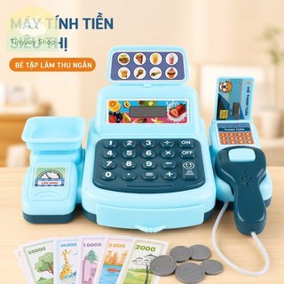 Đồ chơi máy tính tiền cho trẻ em Siêu thị giả vờ chơi nhạc nhẹ Bộ đồ chơi nhập vai giáo dục