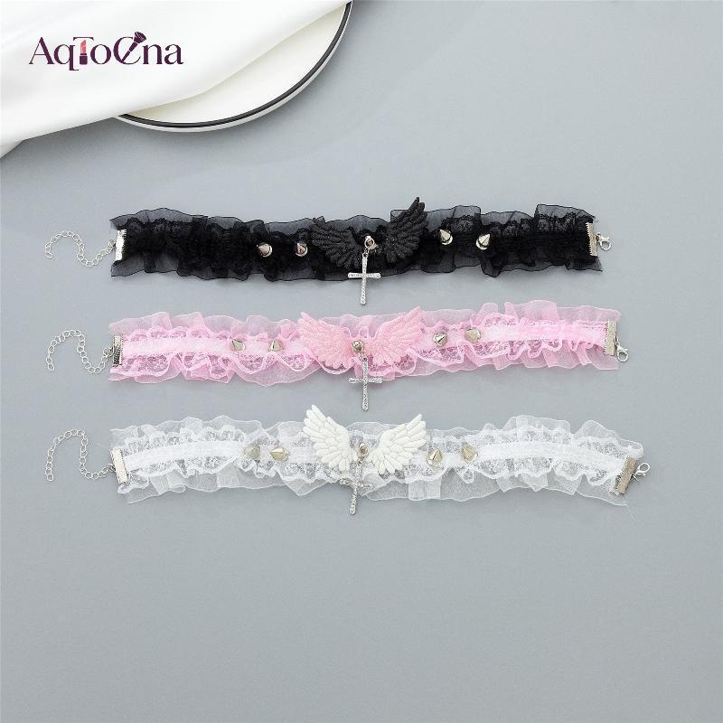 AqToCna Choker Gothic Lace Ren Cho Nữ - Phong Cách Thời Trang Y2K