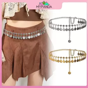 MYPANDA Dây lưng sáng tạo bohemian retro với mặt đồng xu, phù hợp cho đầm và áo sơ mi