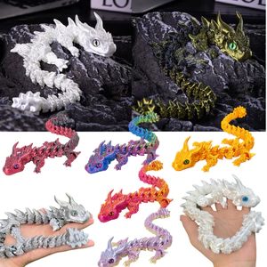 Hình rồng vảy gradient đầy màu sắc, đồ chơi rồng di động in 3D dành cho trí thông minh trẻ em, quà tặng mô hình rồng thần thoại sáng tạo.
