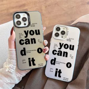 Ốp Lưng Tương Thích Cho iPhone 17 Air 16 15 14 13 12 11 Pro X XR XS Max SE 2020 6 6S 7 8 Plus Mạ Acrylic IMD Case Họa Tiết Chữ CYIM376