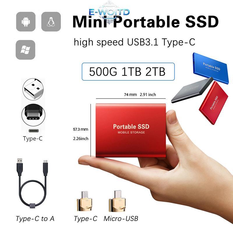 E-WOITD 4TB / 2TB / 1TBGB Đĩa cứng di động Loại C USB3.1 SSD di động Ổ cứng thể rắn E-WOITD