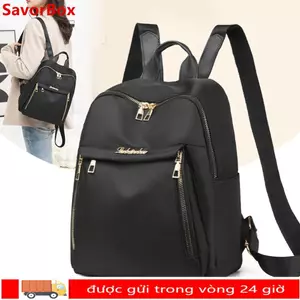 Túi du lịch SAVORBOX, Ba lô nữ sức chứa lớn, Túi đi học đơn giản màu đen