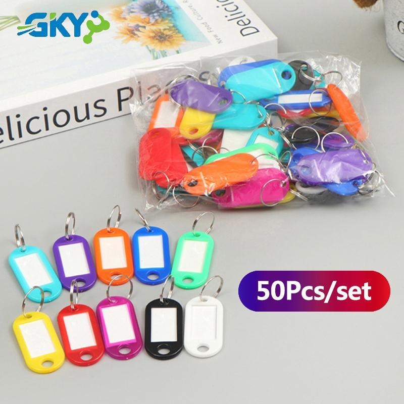 GKY 50 Chiếc Móc Khóa Nhiều Màu Sắc Thẻ Chìa Khóa Nhãn ID Tên Phòng Địa Chỉ TEL Số Bút Chìa Khóa Thẻ Hành Lý Có Vòng Chia GKY