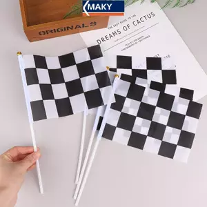 MAKY 10 Cái Và Trắng Vuông Tay Cờ Racer Vẫy Cờ Đua Cờ Cờ Cờ Ô Tô VN