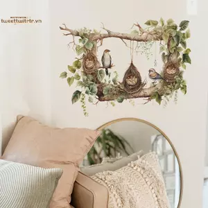 TRTR Cây Đáng Yêu Nhánh Chim Tổ Tường Stiers Phòng Khách Phòng Ngủ Gia Đình Baground Trang Trí Tường Stiers Giấy Dán Tường VN