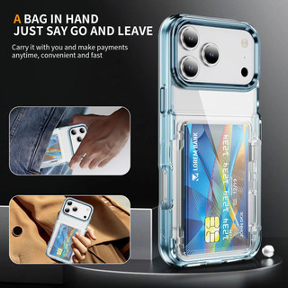 Giá đỡ điện thoại, giá đỡ thẻ, ốp điện thoại trong suốt, tương thích với iPhone 17 Pro Max, 17, 16, 15, 14, 13, 12, 11, XR, vỏ bảo vệ đơn giản, chống sốc, có nút kim loại, bảo vệ