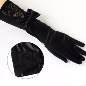 Flgo Satin Găng Tay Ren Viền Thanh Lịch Dài Lịch Sự Nơ Prom Tiệc Dạ Hội Găng Tay