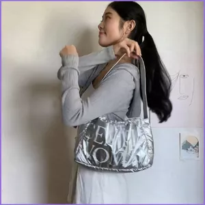 SQ11 Mới Nhẹ Nhàng Nữ Áo Khoác Cotton Xuống Pong Túi Tote Nữ Túi Đeo Vai Bánh Bao Dung Tích Lớn