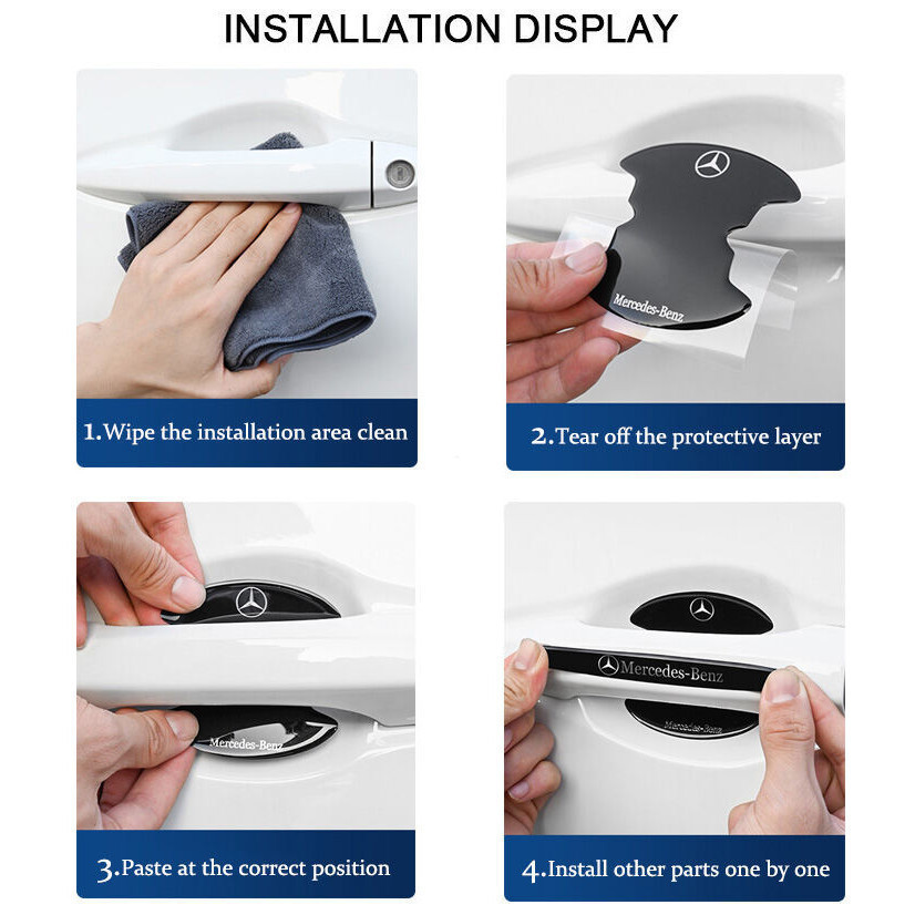 Miếng dán kim loại bảo vệ tay nắm cửa ô tô phù hợp cho Audi Sline A3 A1 A4 B8 A5 A3 Q5 Q7 Q8, chống nước, trầy xước, mài mòn