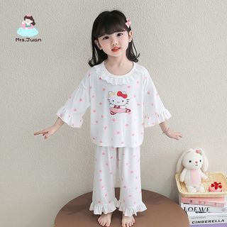 Bộ đồ ngủ Hello Kitty cho bé gái – Chất liệu lụa lạnh, mát, thiết kế dễ thương, thoải mái mùa hè
