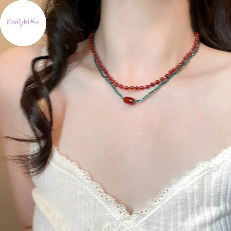 K2nightFee Retro Tinh Tế Đỏ Xanh Tương Phản Nhiều Màu Sắc Đính Hạt Nelace Dành Cho Nữ Bé Gái Ánh Sáng Sang Trọng Vòng Tay Trang Sức Phụ Kiện Quà Tặng VN