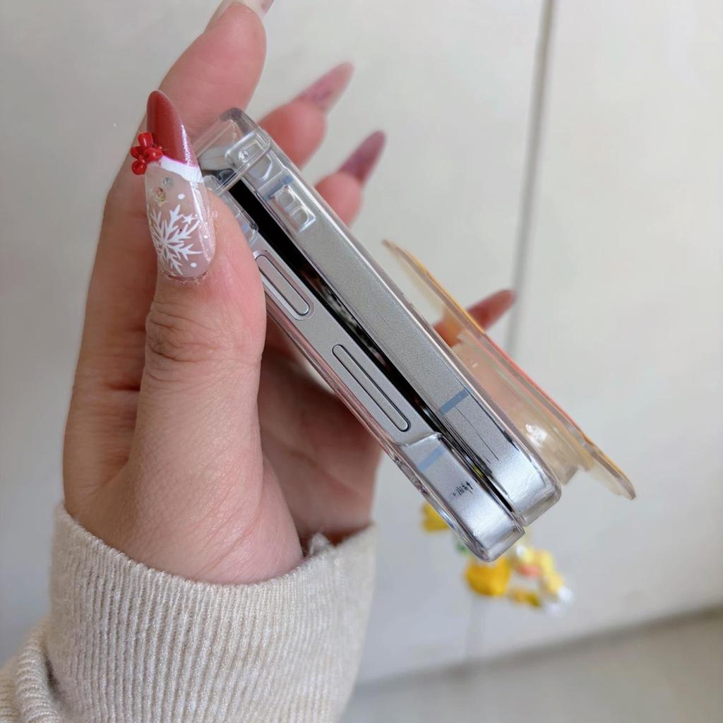 Thích Hợp Cho Samsung Galaxy ZFlip7 zflip6 Dễ Thương Winnie Pooh Dâu Gấu Giá Đỡ Vỏ Điện Thoại Dây Gấp Vỏ Cứng Cho Z Flip 7 6 5 4 3 5G Vỏ Bảo Vệ