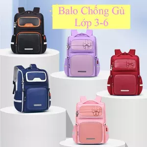 Balo Chống Gù Chống Thấm Nước, Balo Cho Bé Mẫu Mới Hình Nơ Basic Dáng Form Hộp Phù Hợp Bé Lớp 3 đến Lớp 6