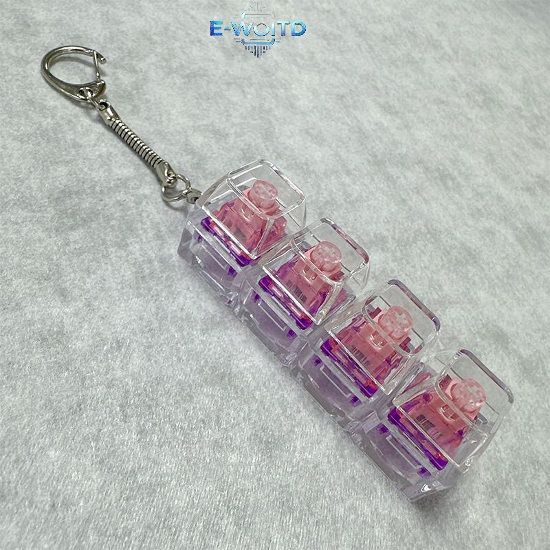 E-WOITD 4 phím Công tắc chìa khóa Móc khóa Máy kiểm tra trục LED Fidget Nút Keycap Đồ chơi Bàn phím cơ Máy kiểm tra trục Giảm căng thẳng Móc khóa Quà tặng E-WOITD