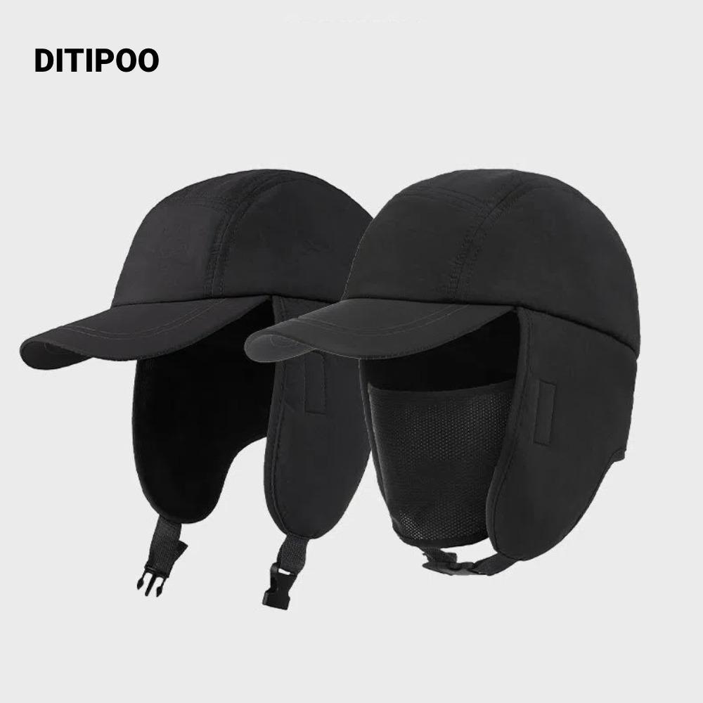 Mũ lưỡi vịt DITIPOO, Mũ bịt tai dày bảo vệ tai, Chất lượng giữ ấm Rocker Fleece Mũ bóng chày nam