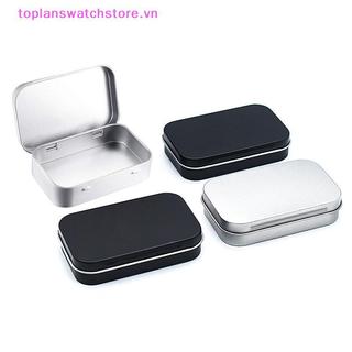 Toplanswatchstore Kim Loại Hình Chữ Nhật Trống Mini Thiếc Mạ Đẩy Kẹo Đựng Thuốc Bản Lề Sắp Xếp Bảo Quản VN