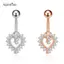 AqToCna Thép Không Gỉ Hoa Bướm Bụng Nút Nhẫn Nữ Pha Lê Zircon Trái Tim Rốn Xuyên Trang Trí Gợi Cảm Cơ Thể Trang Sức AqToCna