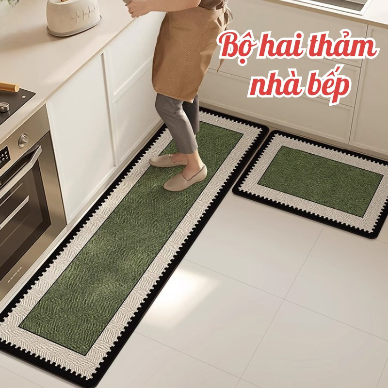 Bộ 2 Thảm Trải Sàn Nhà Bếp Siêu Thấm Hút DINO - Thảm Lau Chân Chống Trơn Trượt, Decor Phong Cách Bắc Âu Hiện Đại