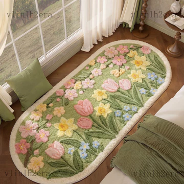 Thảm trải sàn Thảm trải cạnh giường, giả cashmere, phong cách đồng quê Pháp, thảm trải sàn phòng ngủ, thảm sàn sang trọn