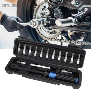 Soyoung Soyoung Lucute 15 CÁI Bộ cờ lê mô-men xoắn xe đạp 1/4 inch Mô-men xoắn có thể điều chỉnh hai hướng 2-24 Nm với ổ cắm bit Cờ lê cho xe máy, ô tô và máy móc