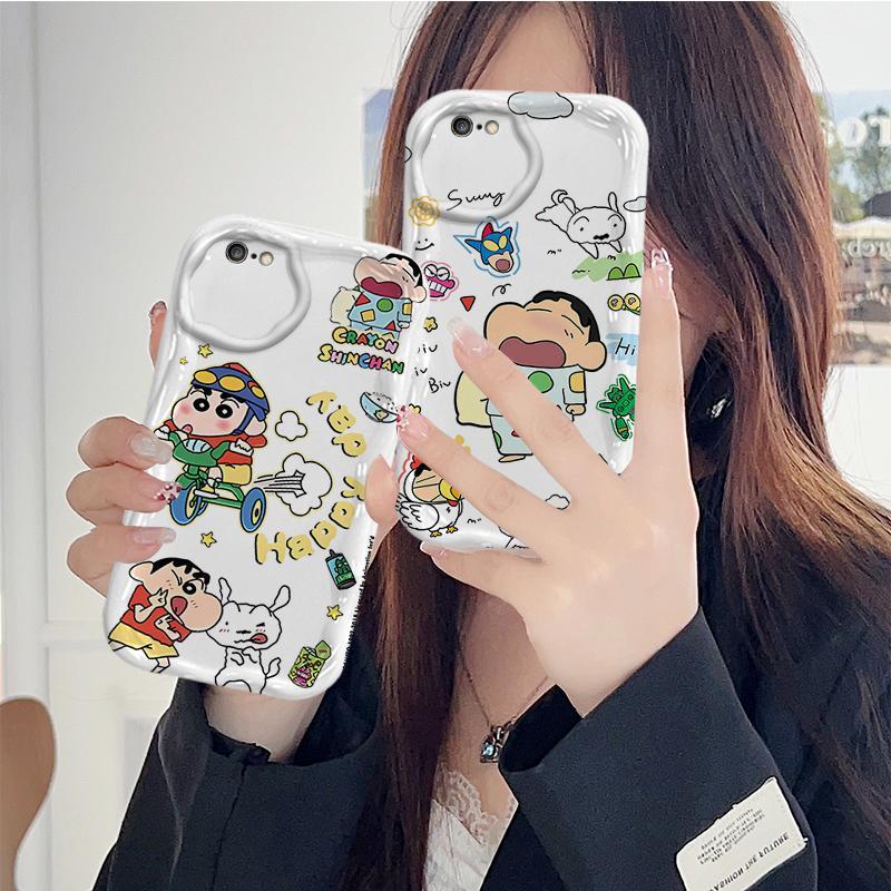 Ốp Cho iPhone 6 6S 7 8 SE iPhone 6Plus iPhone 6sPlus Vỏ Kem Hoạt Hình Crayon Shin-chan Cặp Đôi TPU Mềm 3D Sóng Silicon Vỏ Điện Thoại