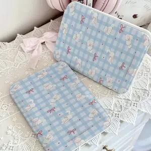 Gương gập bỏ túi trang điểm thỏ xanh nhạt hoạt hình phong cách Hàn Quốc xinh