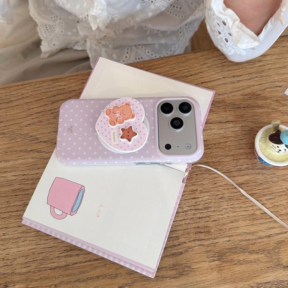 Vỏ cứng Tương thích với iPhone 13 14 14Pro 14ProMax 15 15Pro 15ProMax 16 16Pro 16ProMax 17 17Pro 17ProMax Vỏ nam châm họa tiết trái tim chấm bi màu tím