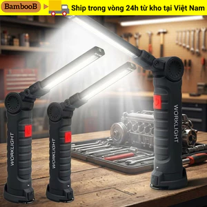Đèn pin BAMBOOB, Đèn làm việc LED COB có thể sạc lại, Đèn mạnh chuyên nghiệp chống nước có nam châm & móc Đèn tìm kiếm cầm tay làm việc ban đêm ngoài trời