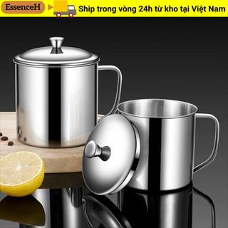 Cốc Inox ESSENCEH, Có Nắp Cốc Cà Phê Inox 304, Thiết Kế Tay Cầm 200-1600ML Cốc Nước Cắm Trại
