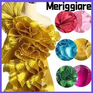 MERIGGIARE Big Wave Ren Vải, Kim Loại Lustrous 1 Yard Pleat Lưới Organza, Phụ Kiện Váy Ruffle Thời Trang DIY Tạo Kiểu May Xếp Ly Vải Ren Ruffle Xếp Ly