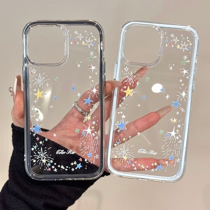 Vỏ lưng điện thoại họa tiết ngôi sao trời trong suốt mềm mại tương thích iPhone 17, 14,