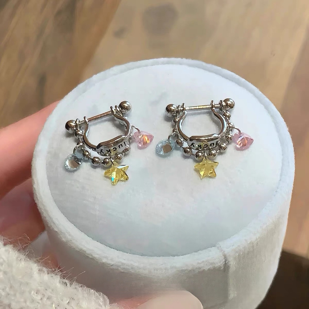 Mặt dây chuyền và bông tai ngôi sao zircon, thời trang đa dụng
