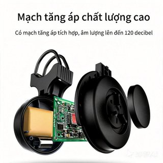 Chuông xe đạp 4 tông âm lượng lớn, sạc lại được, chống nước - Phù hợp xe đạp điện và leo núi