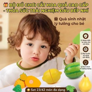 Bộ đồ chơi cắt trái cây trẻ em bằng nhựa ABS Giả vờ chơi nam châm nhà bếp Velcro Quà tặng học tập