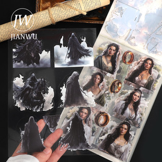 JIANWU 20 Tờ / cuốn Vintage Nhân Vật Phong Cảnh Chất Liệu Cắt Dán Thêu Sò PET Miếng Dán Sách Sáng Tạo DIY Tạp Chí Văn Phòng Phẩm