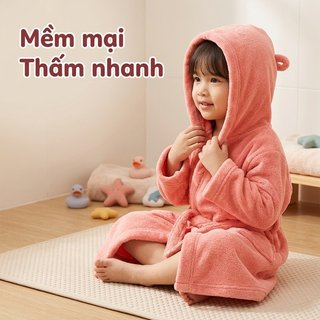 Khăn Tắm Cho Bé Có Mũ Trùm Đầu Lông Cừu San Hô Hoạt Hình Hood Nhanh Khô Mềm Mại Thấm Hút Áo Tắm Cho Bé