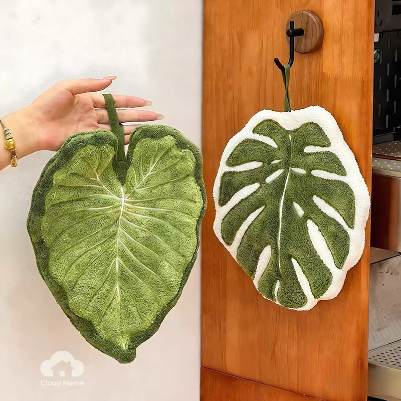 🌤️COD🌤️Khăn Lau Tay Treo Tường Hình Lá Monstera Siêu Thấm, Khăn Lau Bếp Lau Tay Đa Năng Trang Trí
