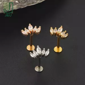 Bông tai thanh sụn bằng thép không gỉ Trang sức pha lê